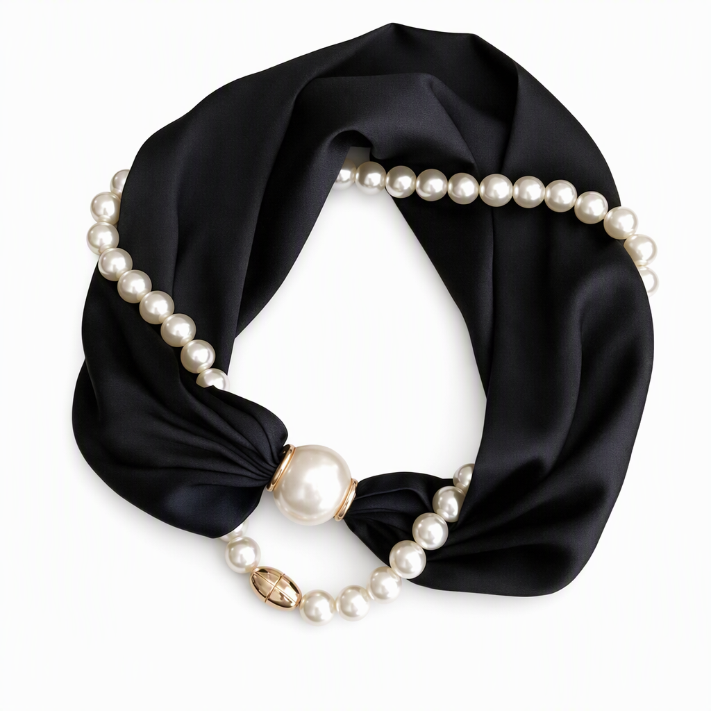 📿 50 % Rabatt 🧣 Perlen-Schal-Collier – Zeitlose Eleganz, verstellbare Schleife und schmucklöcherfreier Schmuck 🤍