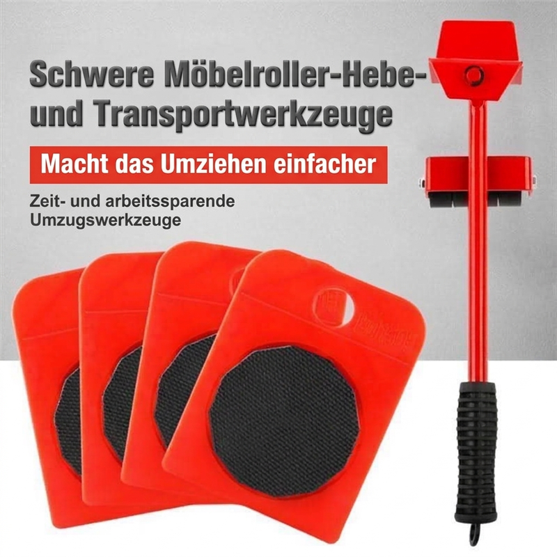 🛋️ 50 % RABATT JETZT! 🔄 Möbelheber & Umzugswerkzeug-Set, 4er-Pack – 360° Gleitscheiben & ergonomisches Heben ohne Rückenbelastung 💪