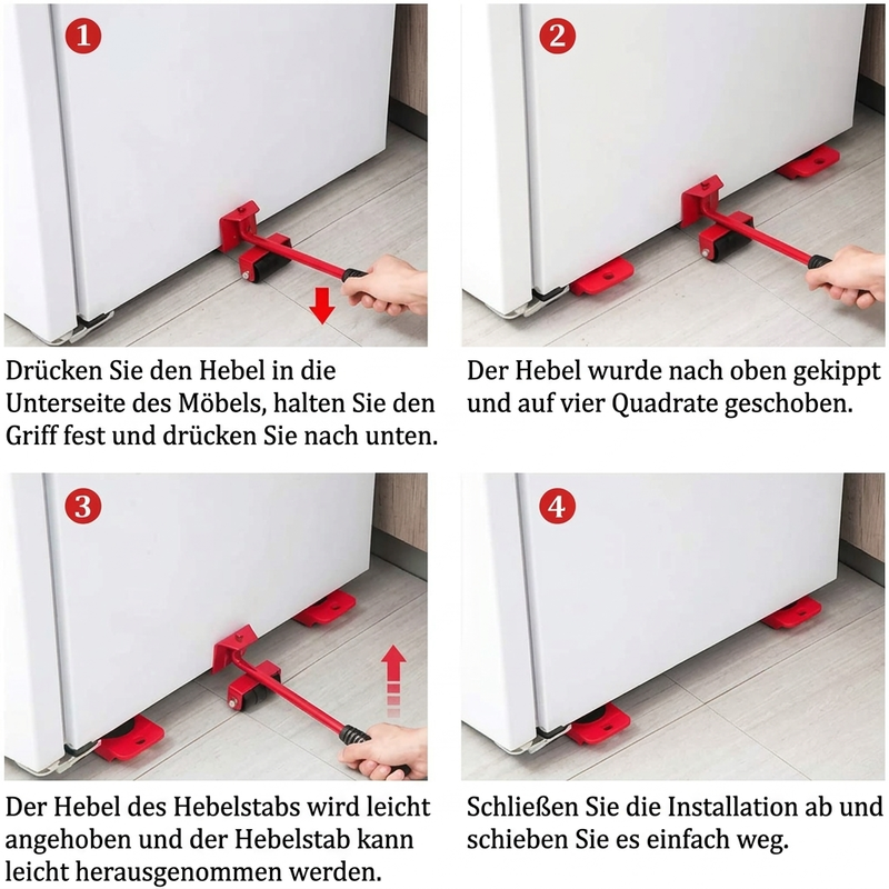 🛋️ 50 % RABATT JETZT! 🔄 Möbelheber & Umzugswerkzeug-Set, 4er-Pack – 360° Gleitscheiben & ergonomisches Heben ohne Rückenbelastung 💪