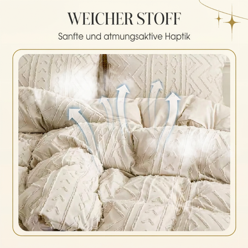 3-teiliges gestepptes Bettwäsche-Set mit Cut-out-Muster