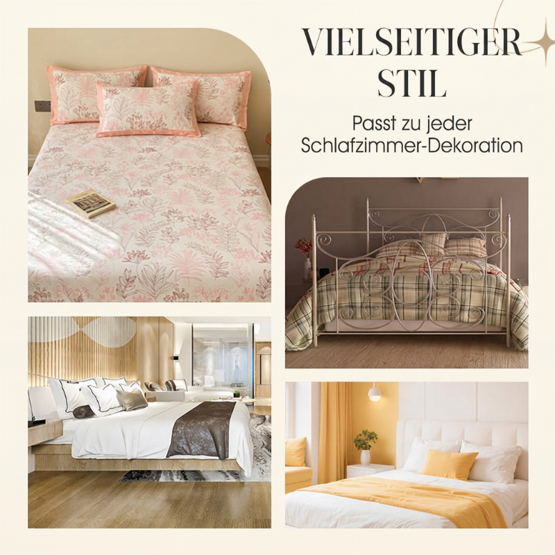 3-teiliges gestepptes Bettwäsche-Set mit Cut-out-Muster