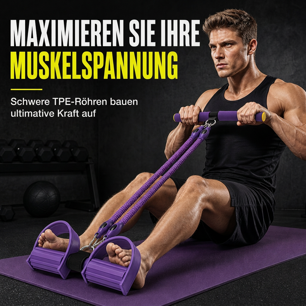 📢📢50% RABATT !!⏰Multifunktionales pedalbetriebenes Widerstandsband, elastisches Zugseil für Bauchübungen, Heimtraining, Yoga und Pilates-Fitness für Männer und Frauen