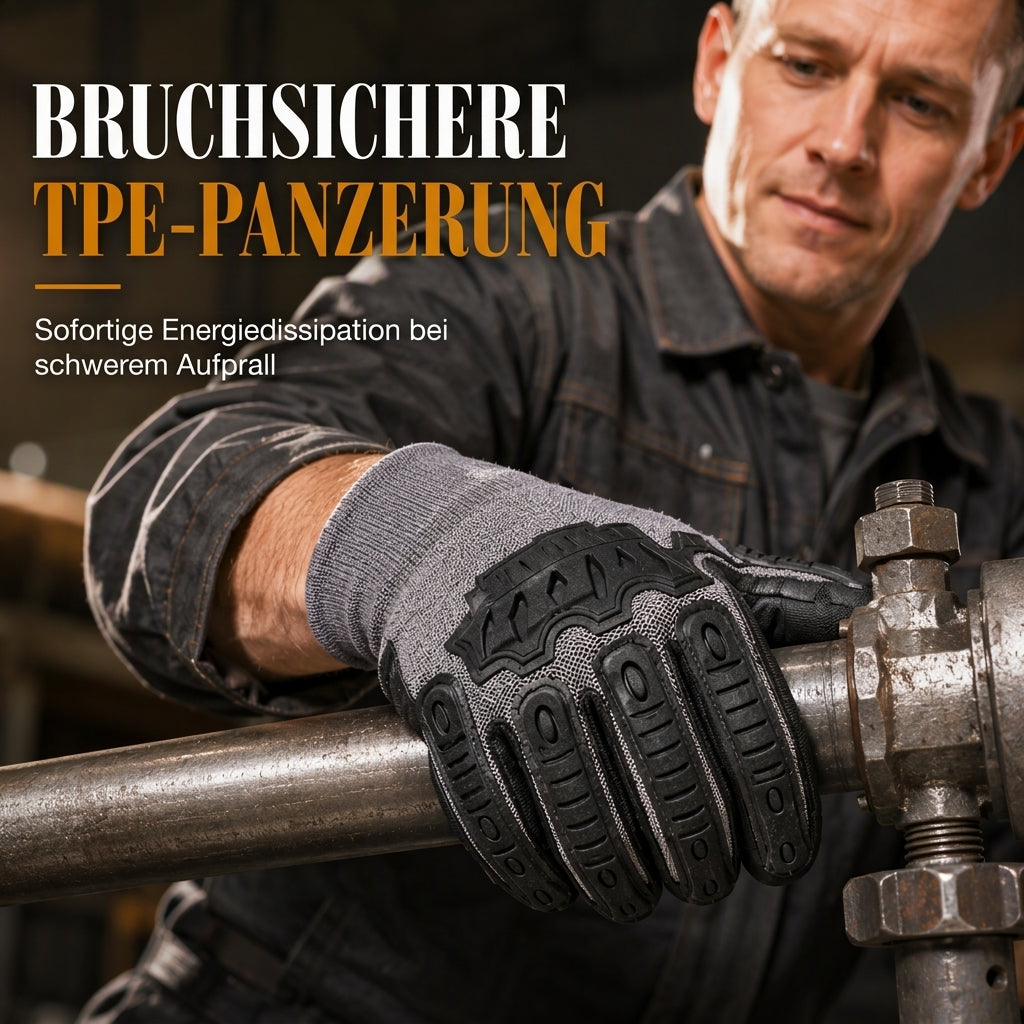 🧤 Verdickte, stoßfeste Arbeitshandschuhe – Maximaler Schutz für harte Arbeiten – Stoßdämpfend, rutschfest & langlebig – Ideal für Bau, Werkstatt, Garten & Industrie – Volle Fingerbeweglichkeit bei hoher Sicherheit 🛠️