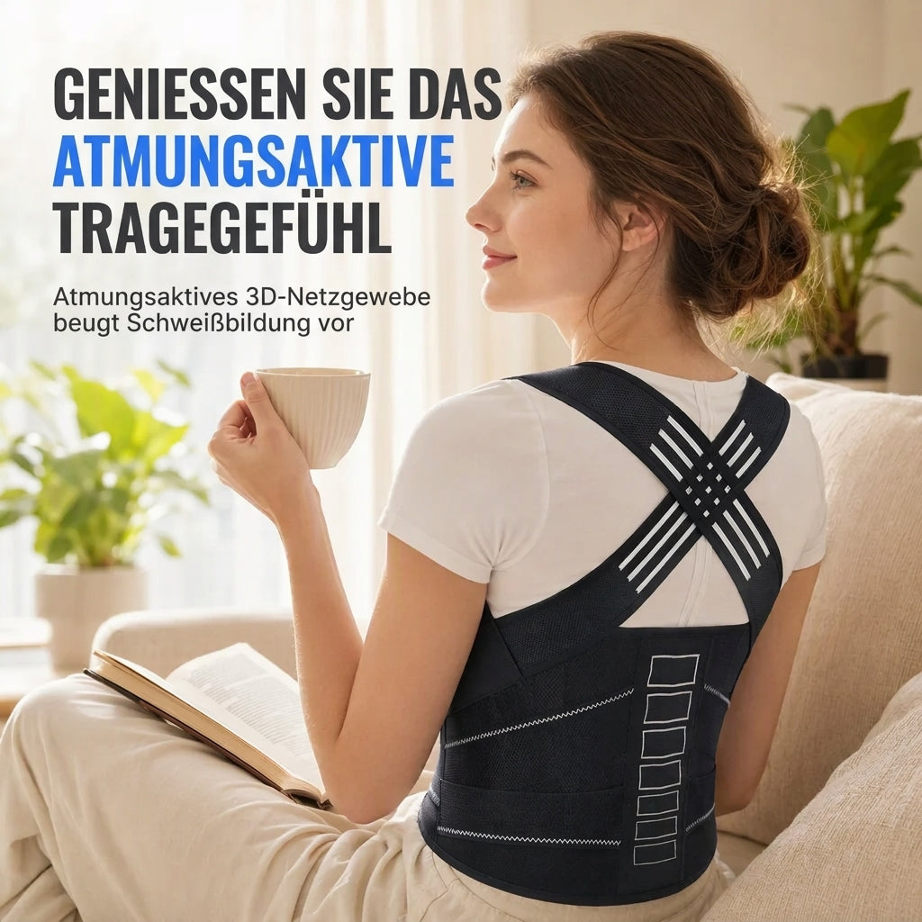 📢 50% RABATT! 🧍 Einstellbare Haltungskorrektur Bandage – mit 4 Stützstreben, 3D Lendenpolster und atmungsaktiver, rutschfester Passform