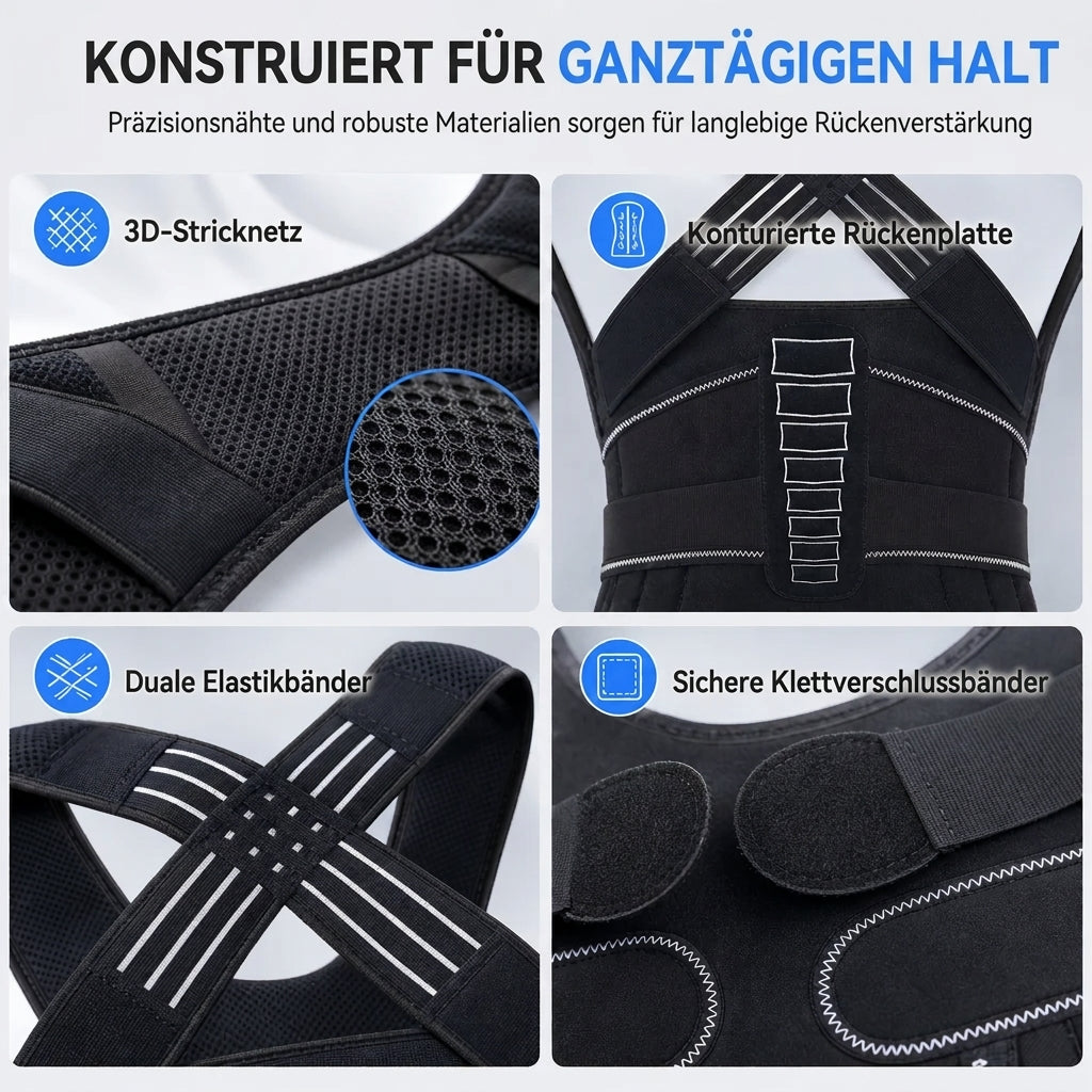 📢 50% RABATT! 🧍 Einstellbare Haltungskorrektur Bandage – mit 4 Stützstreben, 3D Lendenpolster und atmungsaktiver, rutschfester Passform