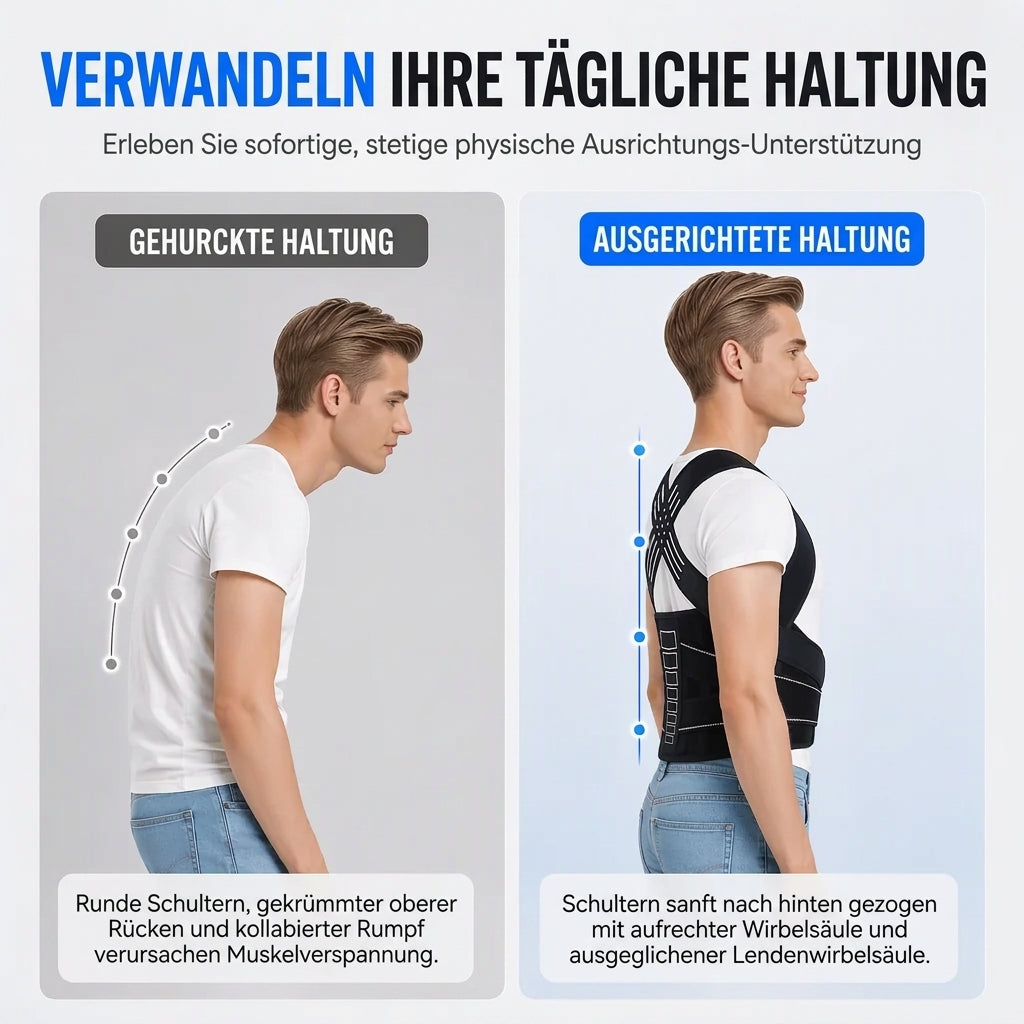 📢 50% RABATT! 🧍 Einstellbare Haltungskorrektur Bandage – mit 4 Stützstreben, 3D Lendenpolster und atmungsaktiver, rutschfester Passform