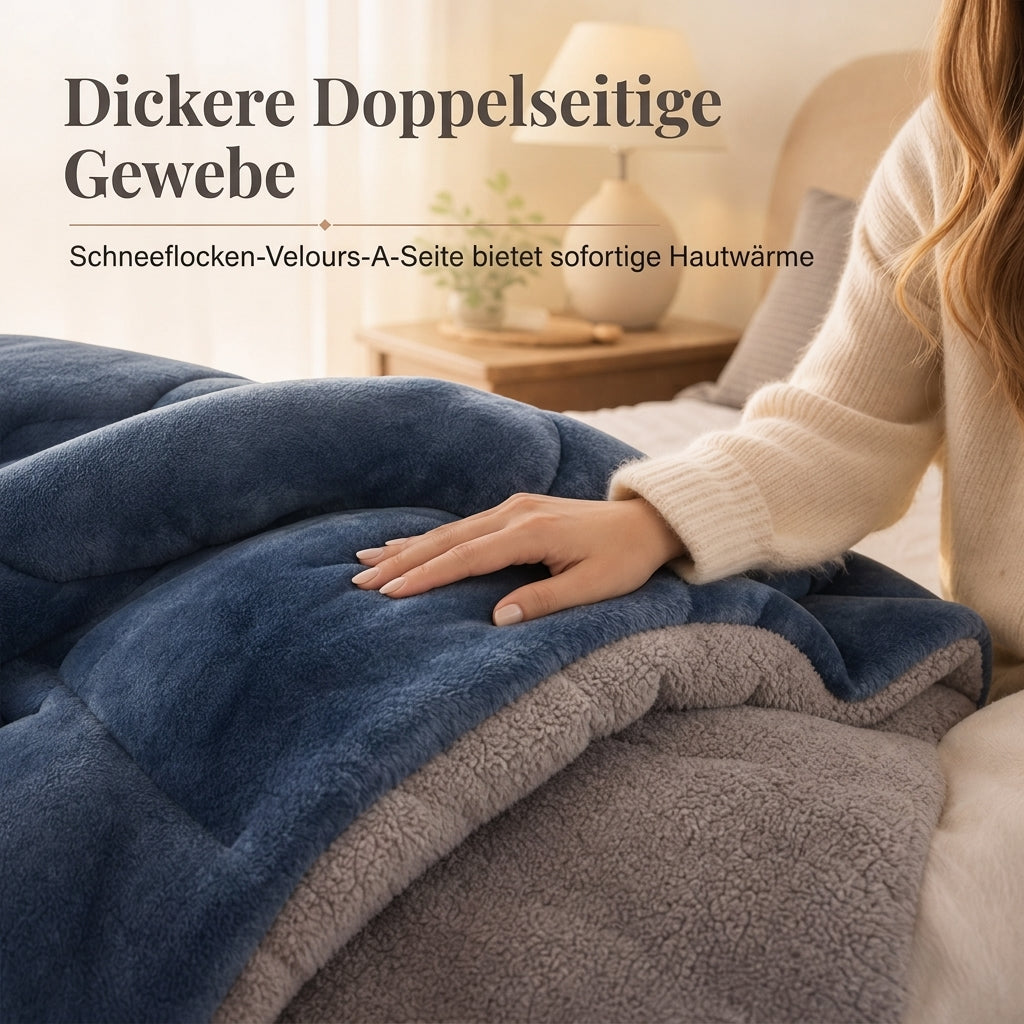 🛏️ Dicke gesteppte Winterdecke aus Schneeflocken-Samt, kuschelig warm ❄️