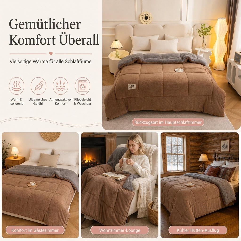 🛏️ Dicke gesteppte Winterdecke aus Schneeflocken-Samt, kuschelig warm ❄️