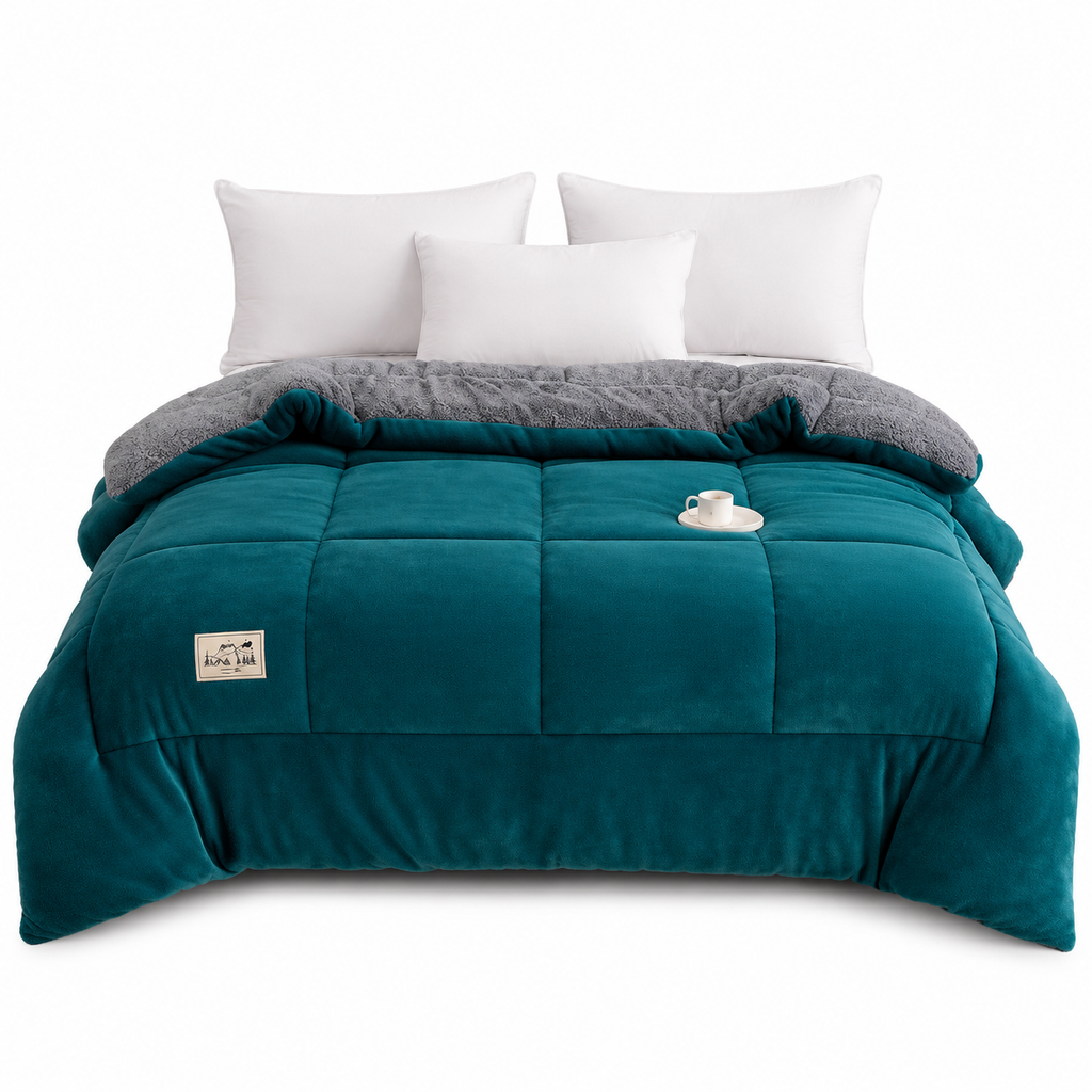 🛏️ Dicke gesteppte Winterdecke aus Schneeflocken-Samt, kuschelig warm ❄️