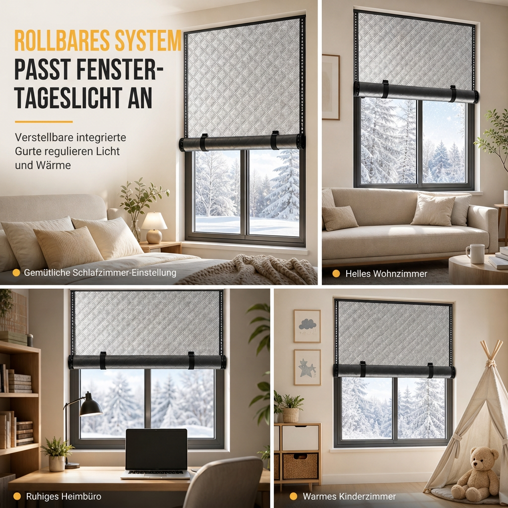 🪟 Jetzt 50% Rabatt ✨ Thermisch isolierter FensterVorhang — mehrlagiges Polyester & Roll-Up-Design ❄️
