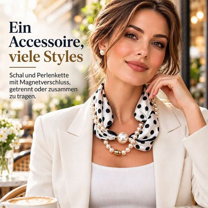 📿 50 % Rabatt 🧣 Perlen-Schal-Collier – Zeitlose Eleganz, verstellbare Schleife und schmucklöcherfreier Schmuck 🤍
