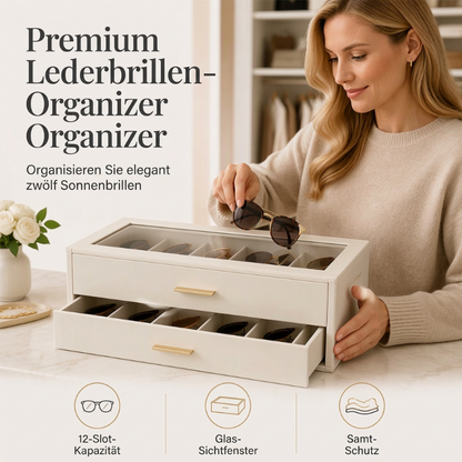 🕶️ JETZT 50% RABATT! 📦 2-stöckige Sonnenbrillen-Aufbewahrungsbox mit Glasoberteil – Klare Präsentation, staubdicht & stapelbar – Bietet Platz für über 12 Brillen, übersichtlich organisiert für Zuhause oder im Laden ✨