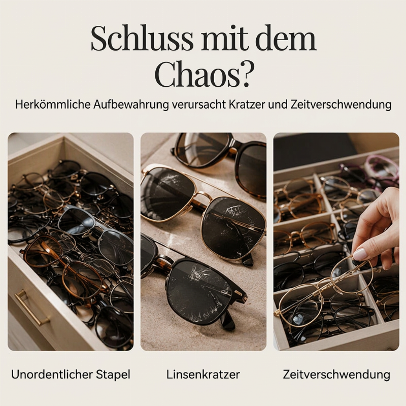 🕶️ JETZT 50% RABATT! 📦 2-stöckige Sonnenbrillen-Aufbewahrungsbox mit Glasoberteil – Klare Präsentation, staubdicht & stapelbar – Bietet Platz für über 12 Brillen, übersichtlich organisiert für Zuhause oder im Laden ✨