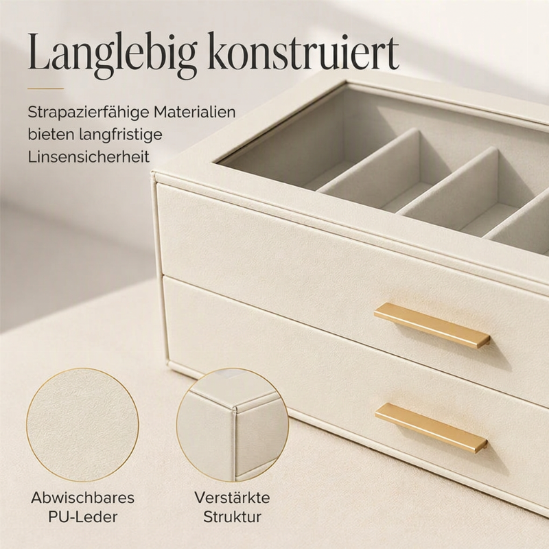 🕶️ JETZT 50% RABATT! 📦 2-stöckige Sonnenbrillen-Aufbewahrungsbox mit Glasoberteil – Klare Präsentation, staubdicht & stapelbar – Bietet Platz für über 12 Brillen, übersichtlich organisiert für Zuhause oder im Laden ✨