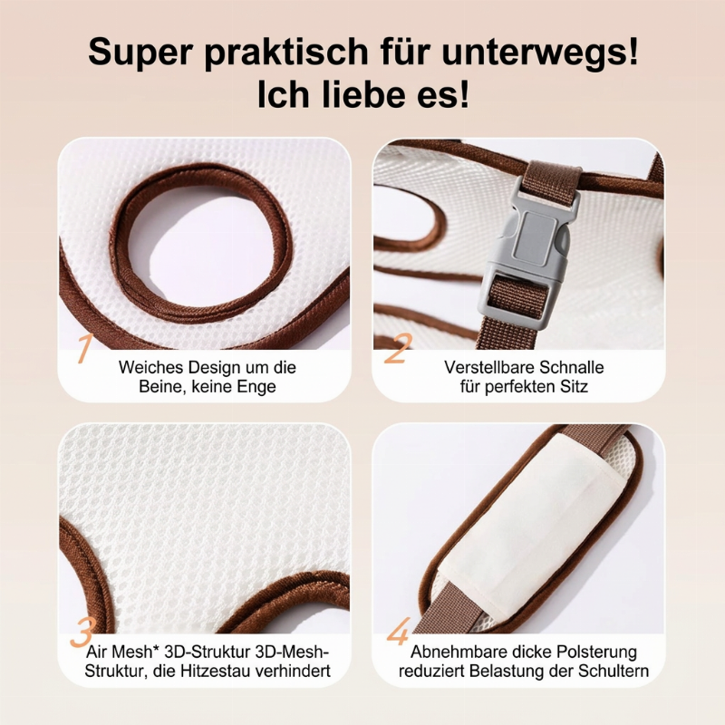 🐶 NUR FÜR KURZE ZEIT 50 % RABATT! 🐾 Tragbarer, atmungsaktiver Haustier-Tragetuchrucksack – mit Stützung für den Rücken und vielseitigem Komfort 🐕