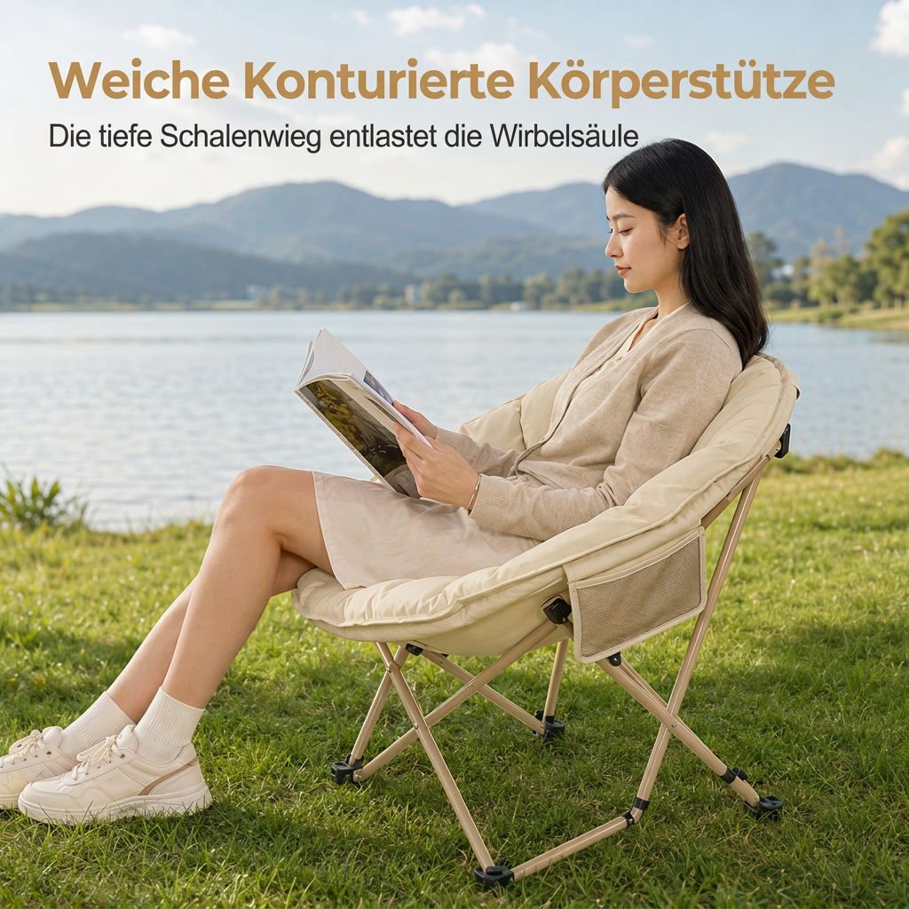 ⛺ Tragbarer Mondsessel: 5 cm Polsterung, umschließende Form, klappbar