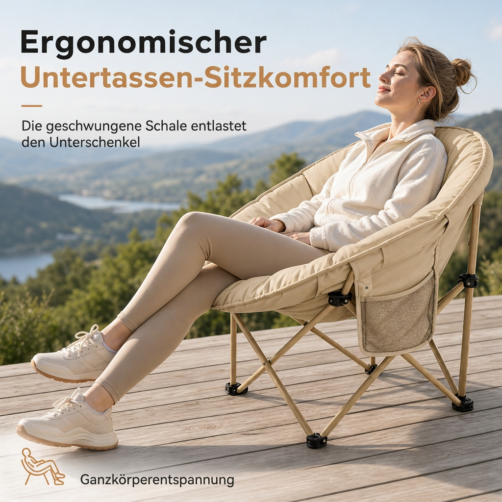 ⛺ Tragbarer Mondsessel: 5 cm Polsterung, umschließende Form, klappbar