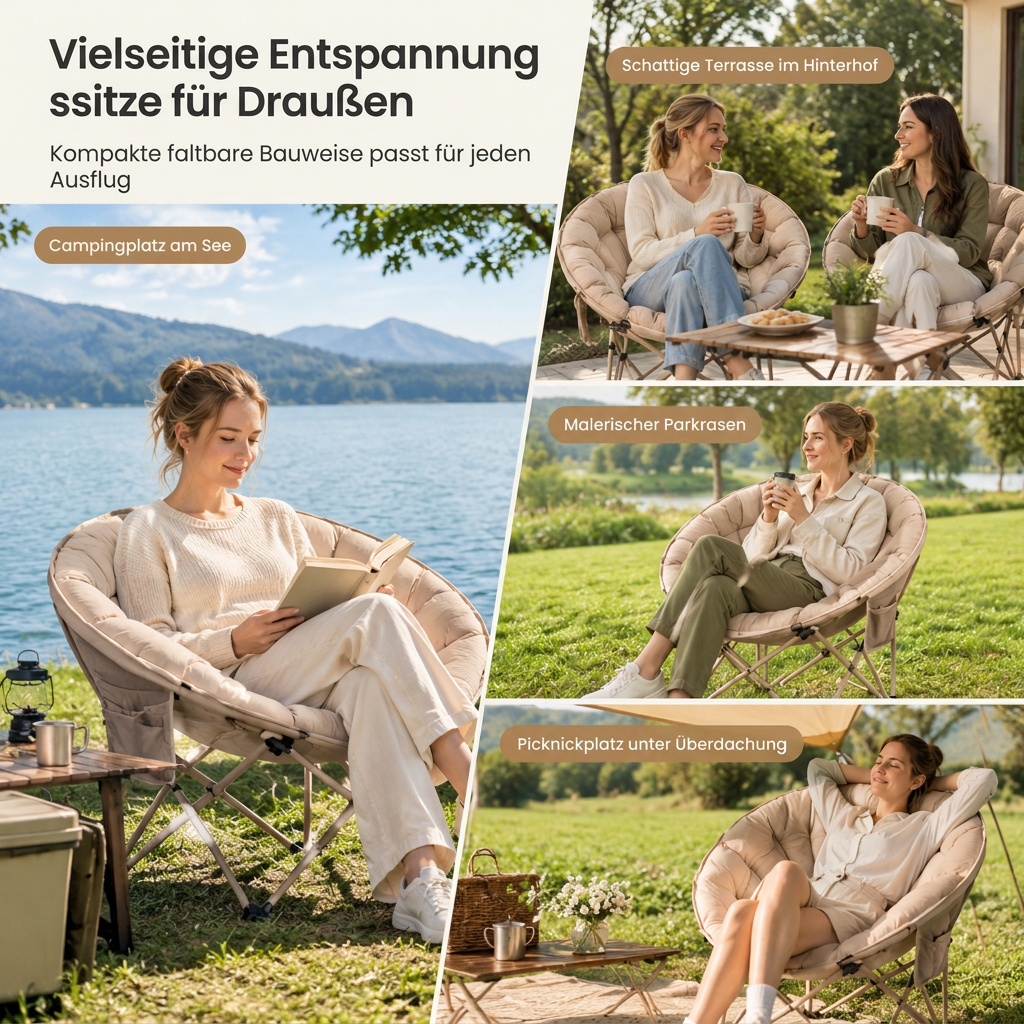 ⛺ Tragbarer Mondsessel: 5 cm Polsterung, umschließende Form, klappbar