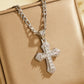 ✝️ LIMITIERTES ANGEBOT 50% RABATT! ✨ Zweilagige Kreuz-Halskette – Zirkonia besetzt, Figaro-Glieder, Hip-Hop Stil 🪙