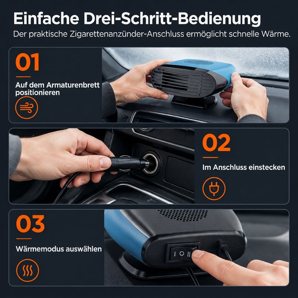 🥳HEIẞER SALE 2026🥳💞 ÜBER 50.000 VERKAUFT! 🚗🔥 50% RABATT! Mini 12V Auto-Defroster-Lüfter – gerichteter warmer Luftstrom beseitigt schnell Frost und Beschlag an der Windschutzscheibe. Drehbarer Sockel, Plug-and-Play, sichereres Fahren im Winter! 🛡️✅