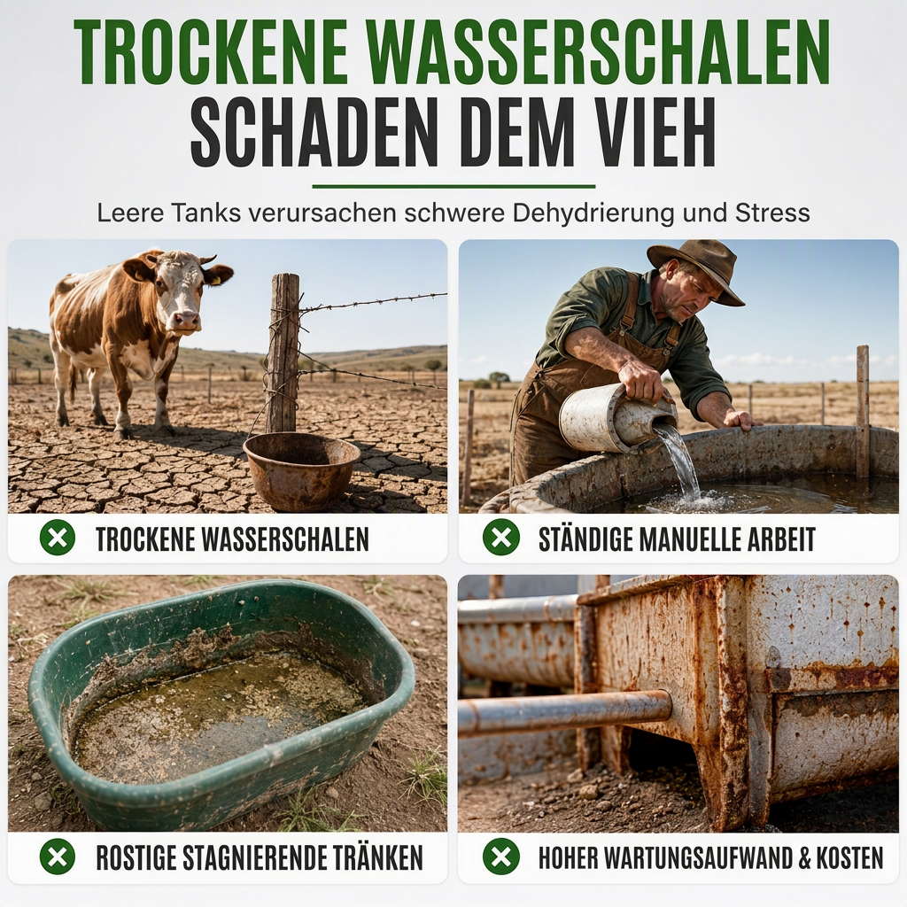 ⏳ 50% RABATT! ⏰ Automatischer Trinknapf aus 304 Edelstahl mit Schwimmer und Ablaufloch für Rinder, Pferde, Schafe und Hunde 🤖