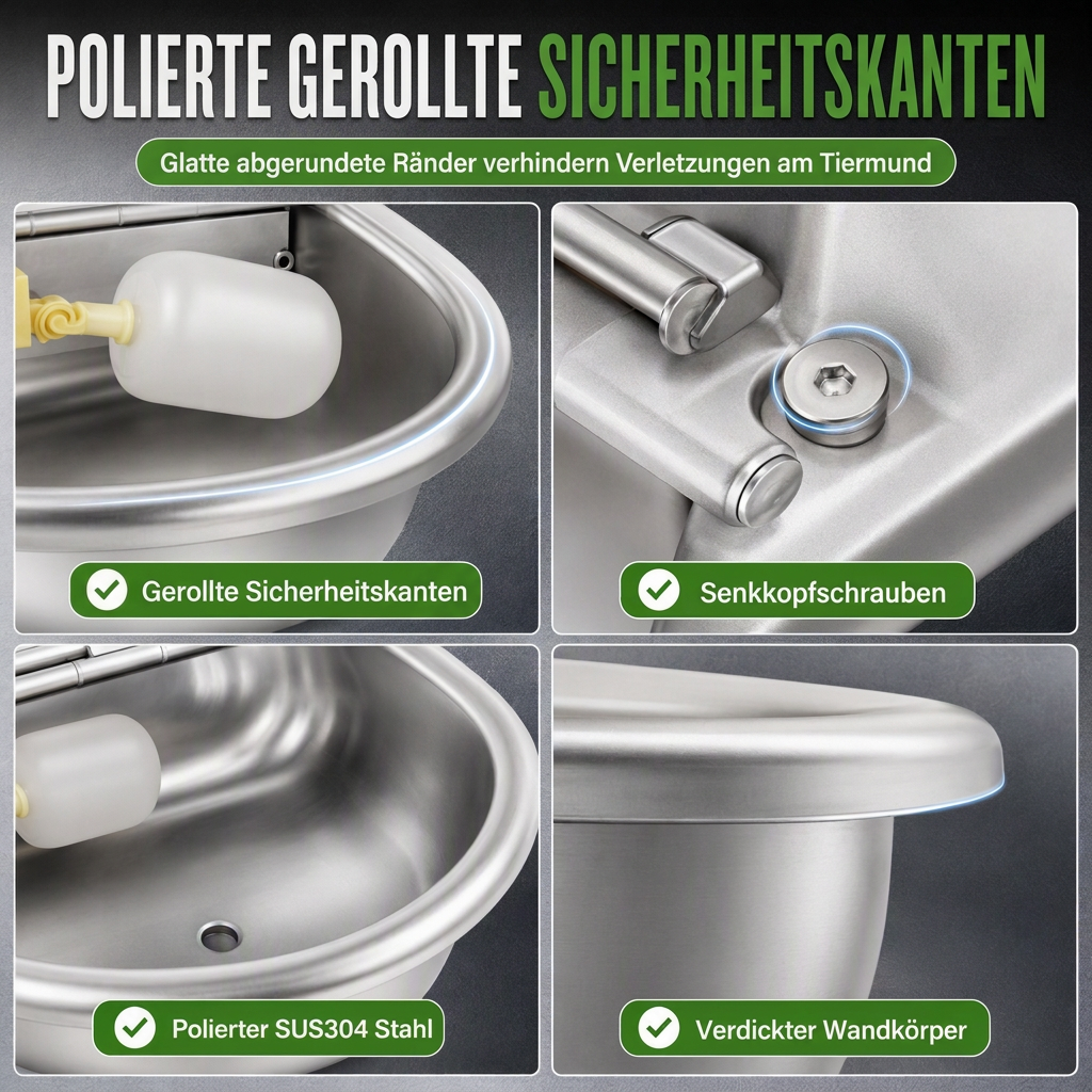 ⏳ 50% RABATT! ⏰ Automatischer Trinknapf aus 304 Edelstahl mit Schwimmer und Ablaufloch für Rinder, Pferde, Schafe und Hunde 🤖
