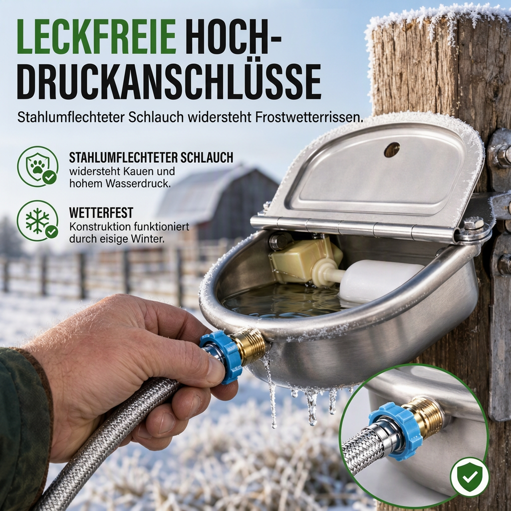 ⏳ 50% RABATT! ⏰ Automatischer Trinknapf aus 304 Edelstahl mit Schwimmer und Ablaufloch für Rinder, Pferde, Schafe und Hunde 🤖