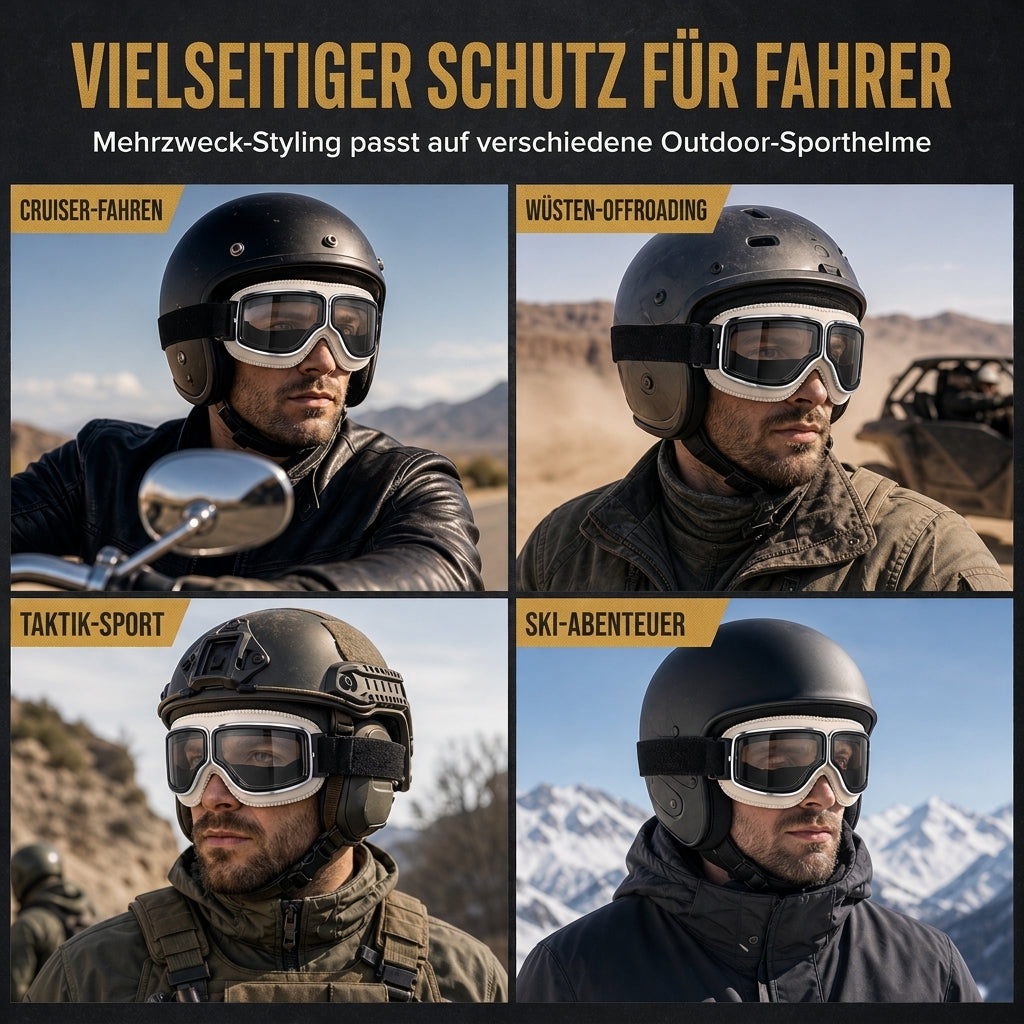 📢📢50% RABATT !!⏰Retro Motorradbrille Vintage Winddichte Fahrbrille für Cruiser-Helm und Offroad-Dirtbike