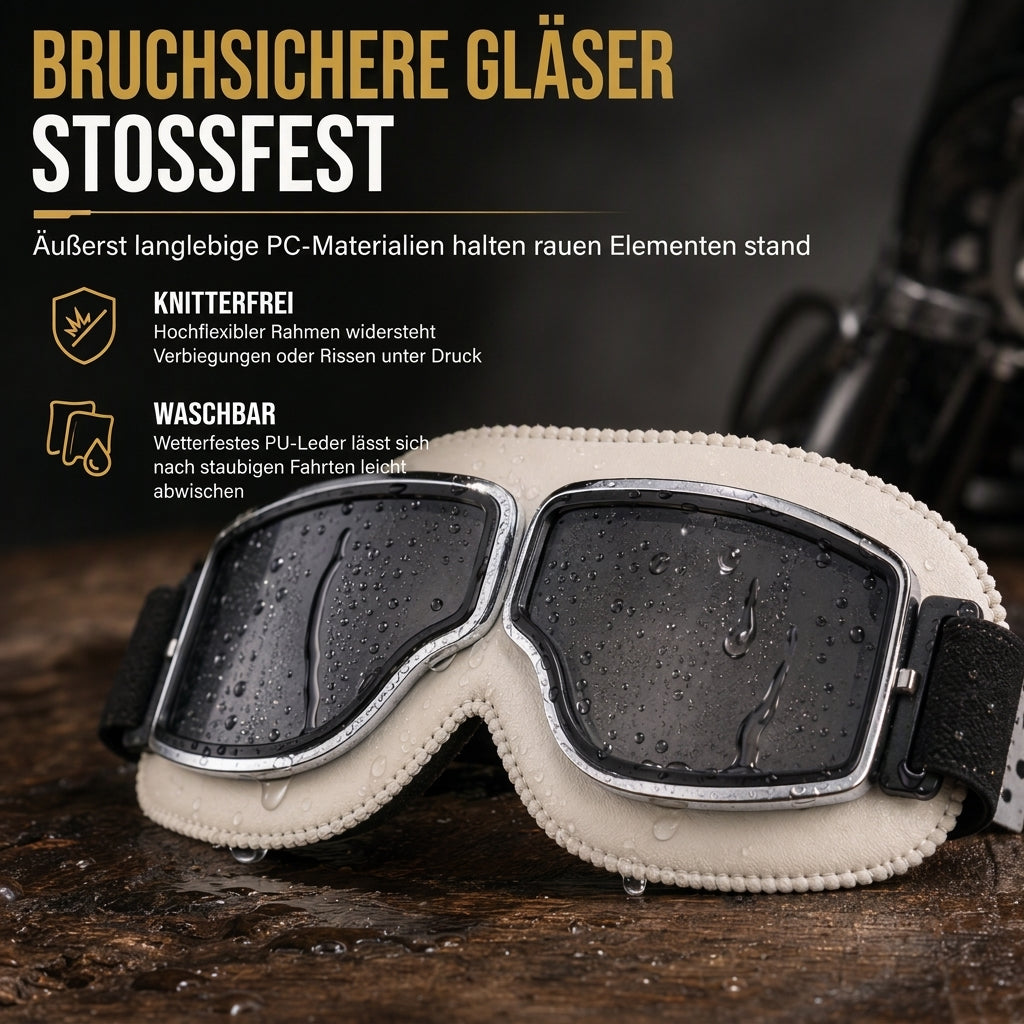 📢📢50% RABATT !!⏰Retro Motorradbrille Vintage Winddichte Fahrbrille für Cruiser-Helm und Offroad-Dirtbike