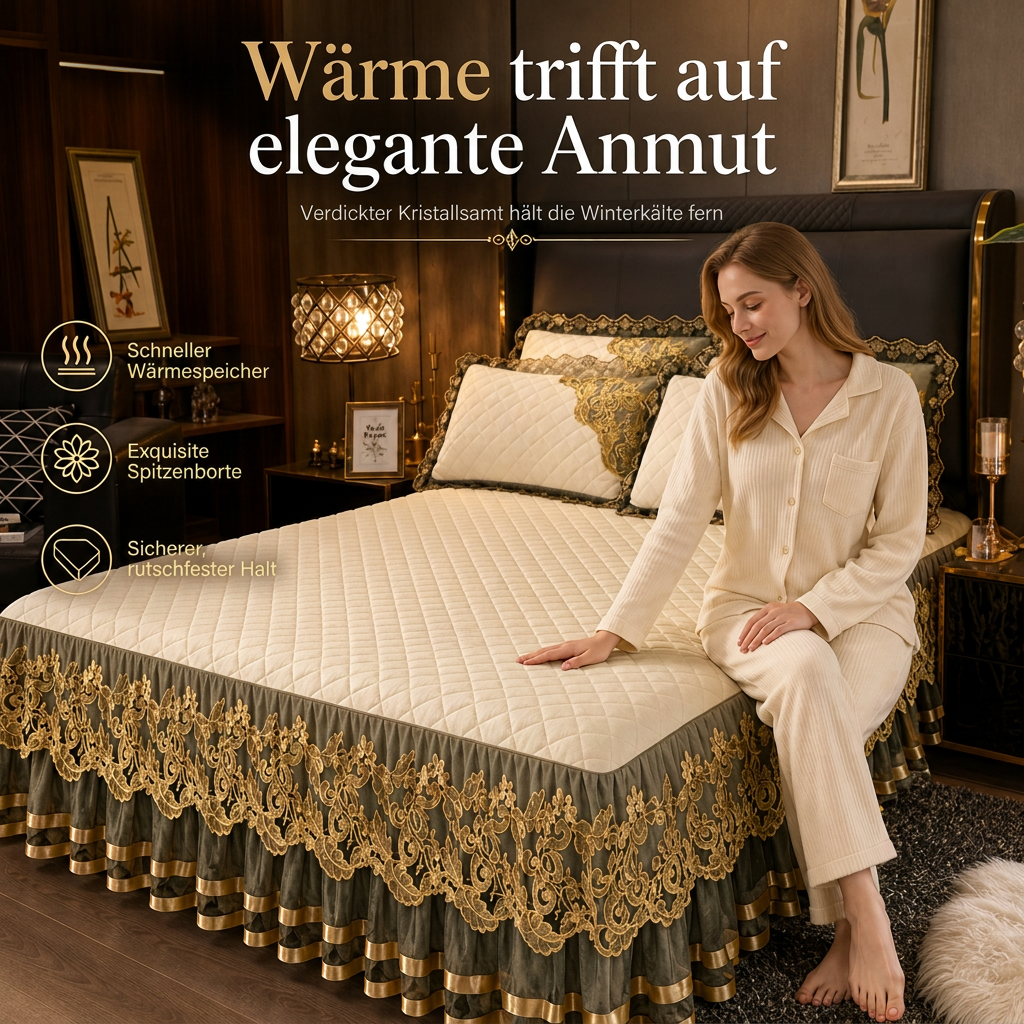 🎀 50% RABATT! 🛏️❄️ Samt-Spannbettlaken mit Spitzenbesatz – weich, hautfreundlich & rutschfest für die kalte Jahreszeit