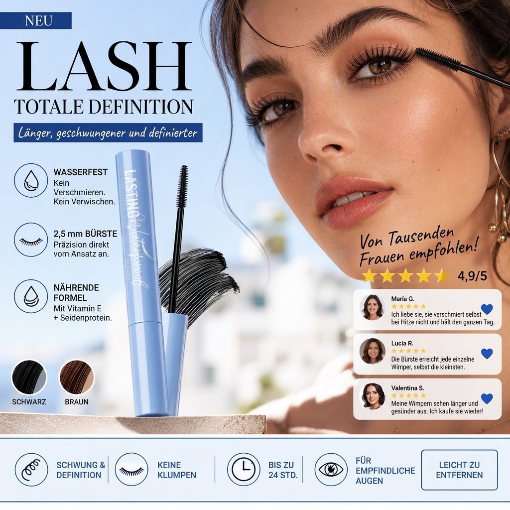 ⏰🔥ZEITBEGRENZTES ANGEBOT – 50% RABATT! 💖 Wasserfeste Wimperntusche mit verlängernder und kräuselnder Wirkung – Volumen, lange Haltbarkeit und ohne Verschmieren ✨