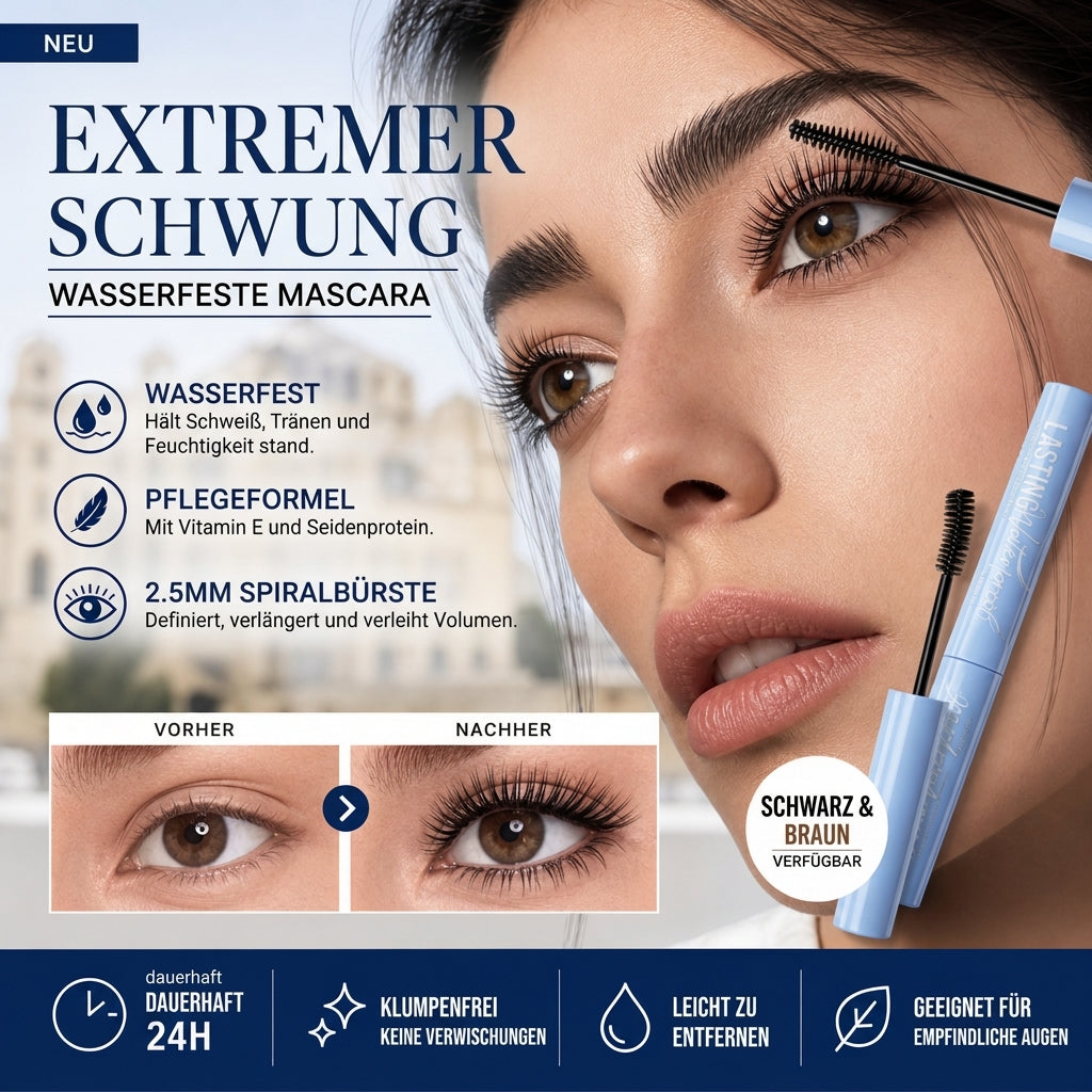 ⏰🔥ZEITBEGRENZTES ANGEBOT – 50% RABATT! 💖 Wasserfeste Wimperntusche mit verlängernder und kräuselnder Wirkung – Volumen, lange Haltbarkeit und ohne Verschmieren ✨