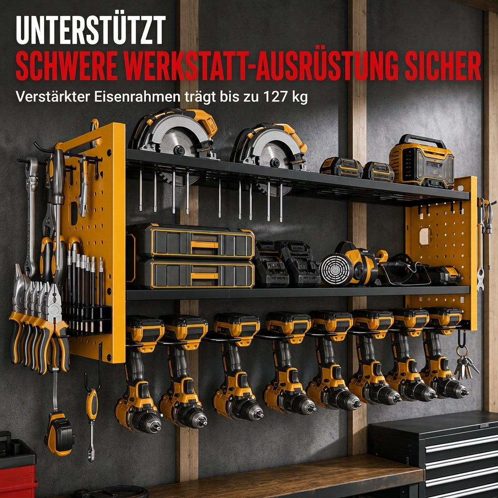 📢📢 50 % RABATT 🛠️ Wandmontiertes Werkzeugregal aus Stahl – Bohrer & Werkzeuge platzsparend aufbewahren