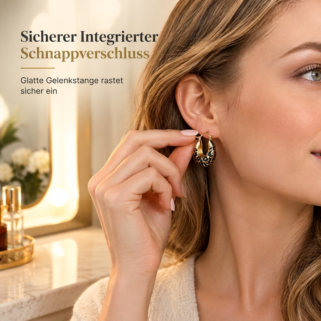 🔥50% RABATT!! 📢🐆 Vintage Leopardenmuster U-förmige Huggie Creolen – Verleihen Sie Alltagsoutfits einen kühnen Retro-Touch, leicht und bequem  ✨