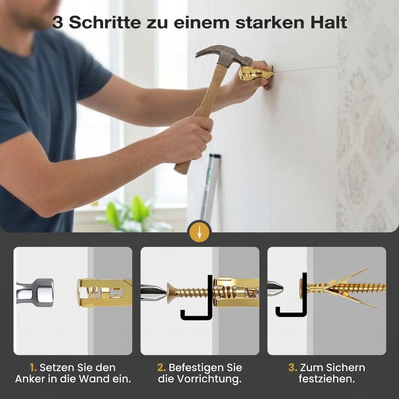 🏆 Letzter Tag Sonderpreis ！🏠Kaufe 2, erhalte 3 gratis🎁Bohranker Schrauben Bohren, Befestigen, Halten. Kein zusätzliches Werkzeug nötig🔩