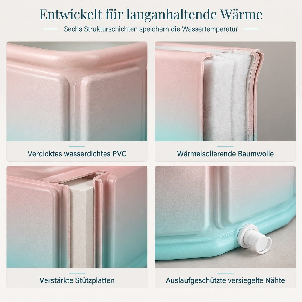 ✨ 50% RABATT! 🛁 Faltbare Badewanne für Erwachsene – groß, wärmeisolierend & mit Kissen & Ablaufschlauch