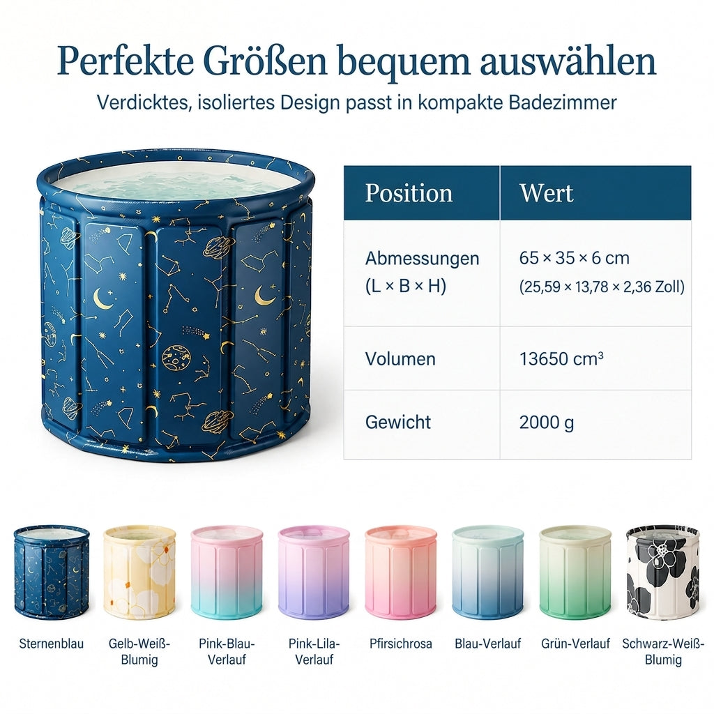 ✨ 50% RABATT! 🛁 Faltbare Badewanne für Erwachsene – groß, wärmeisolierend & mit Kissen & Ablaufschlauch
