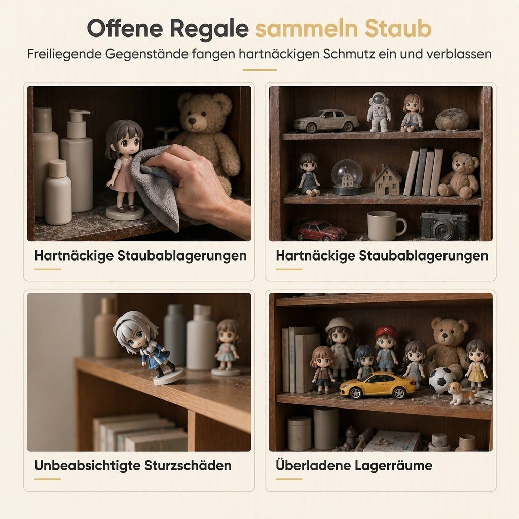 Wandmontierte, transparente Vitrine für Actionfiguren und Aufbewahrungsorganizer mit zwei Ablagen