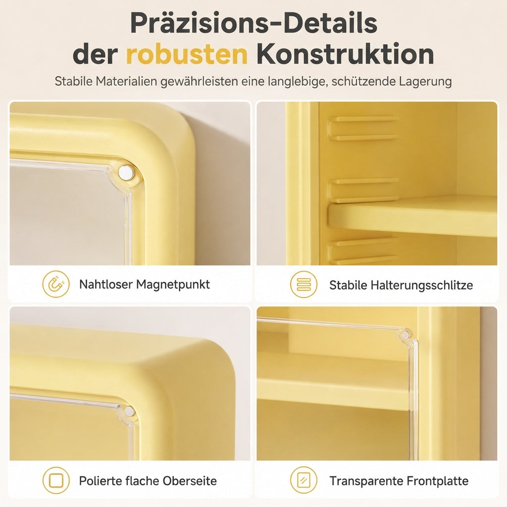Wandmontierte, transparente Vitrine für Actionfiguren und Aufbewahrungsorganizer mit zwei Ablagen