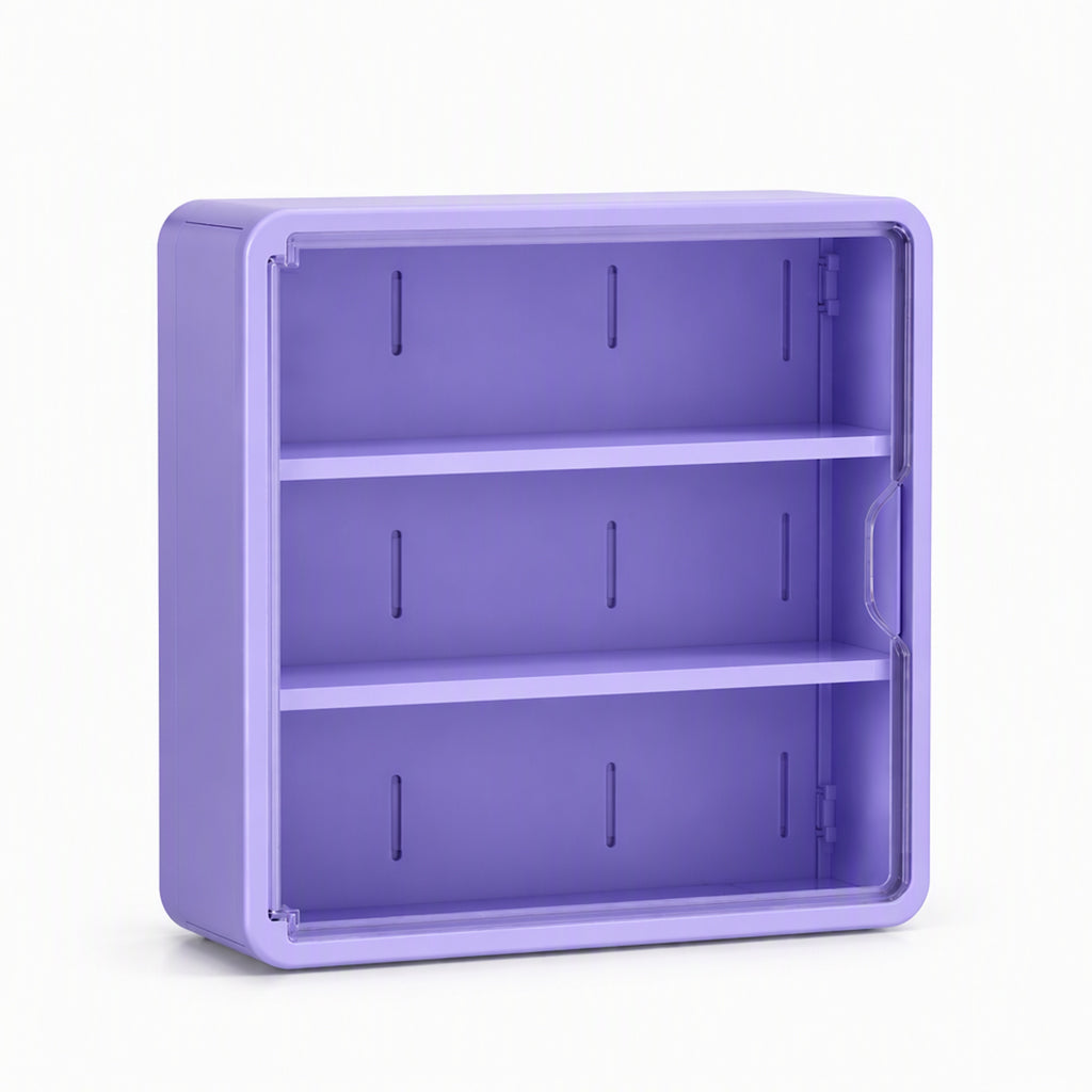Wandmontierte, transparente Vitrine für Actionfiguren und Aufbewahrungsorganizer mit zwei Ablagen