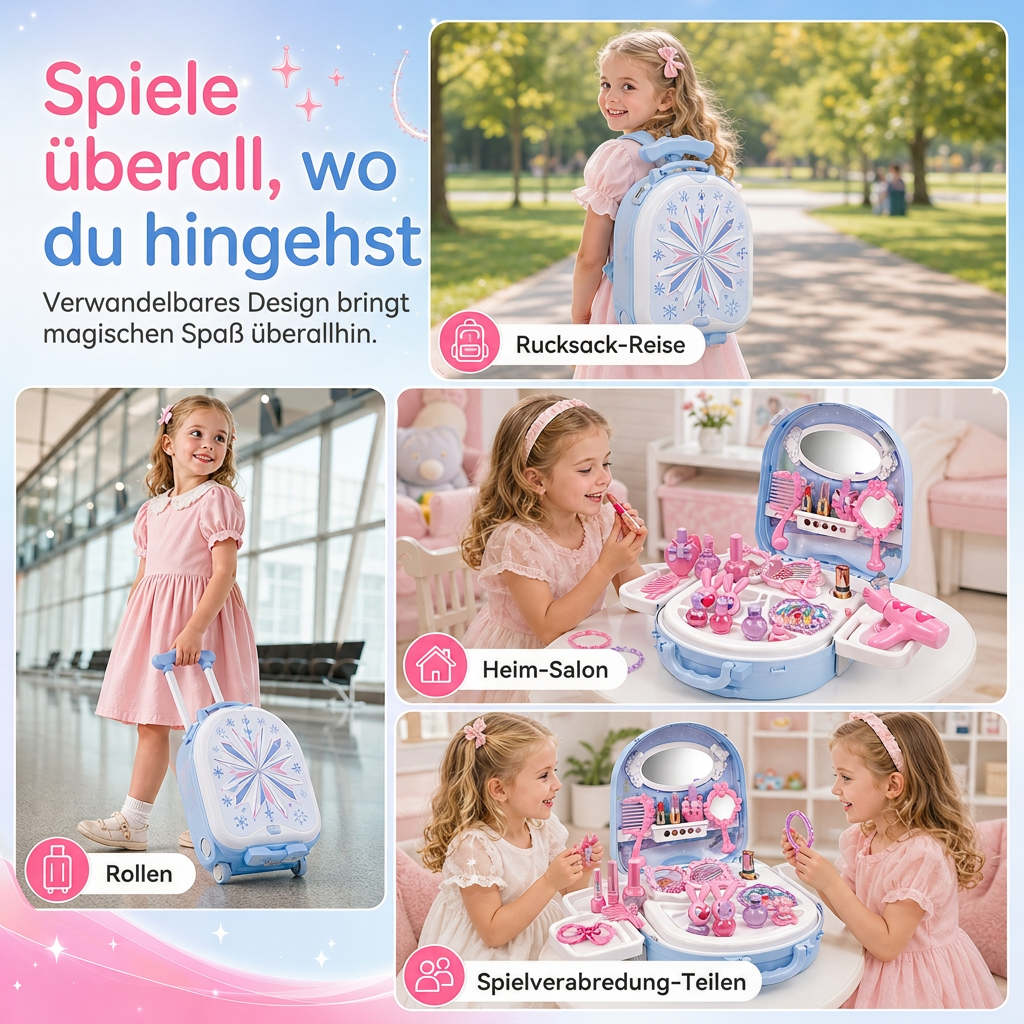 Schminktisch-Spielzeugset für Mädchen mit Puppen und Schönheitsaccessoires