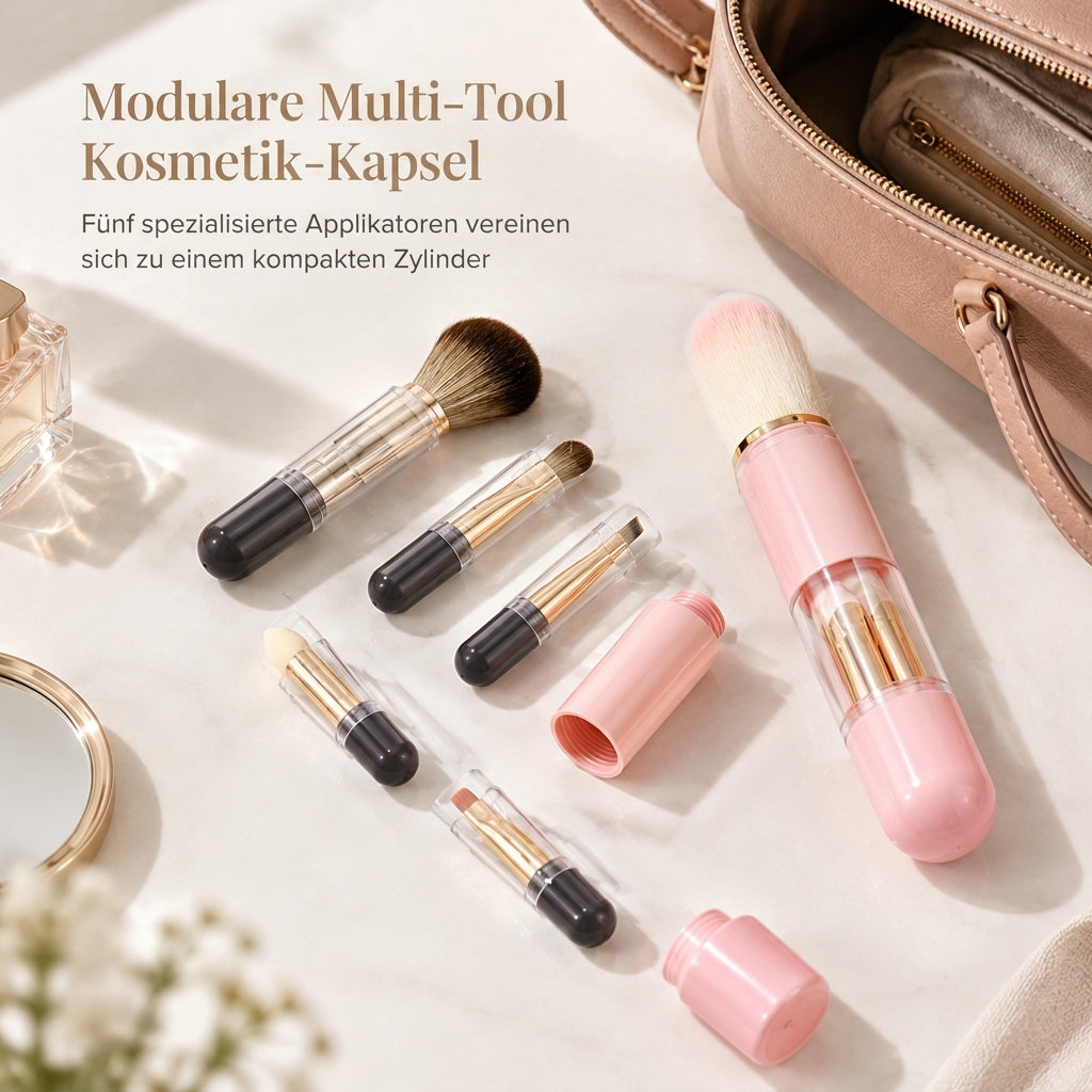 🥳HEIßER SALE 2026🥳💞MEHR ALS 50.000 VERKAUFT! 💄✈️ 50% RABATT! Tragbares ausziehbares 5-in-1-Make-up-Pinselset – Pinsel für Puder, Rouge und Silikon-Lippenpinsel in einer kompakten Kapsel. Ideal für unterwegs! 🛡️✨