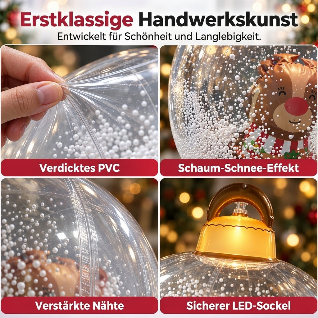 Aufblasbarer Weihnachtsball mit bunten LED-Leuchten