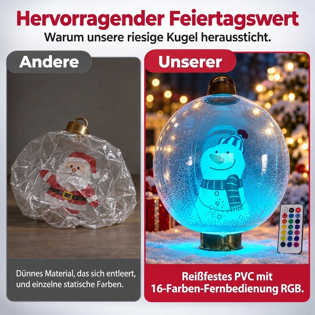Aufblasbarer Weihnachtsball mit bunten LED-Leuchten
