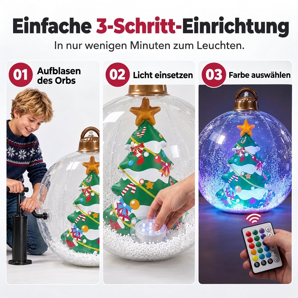 Aufblasbarer Weihnachtsball mit bunten LED-Leuchten