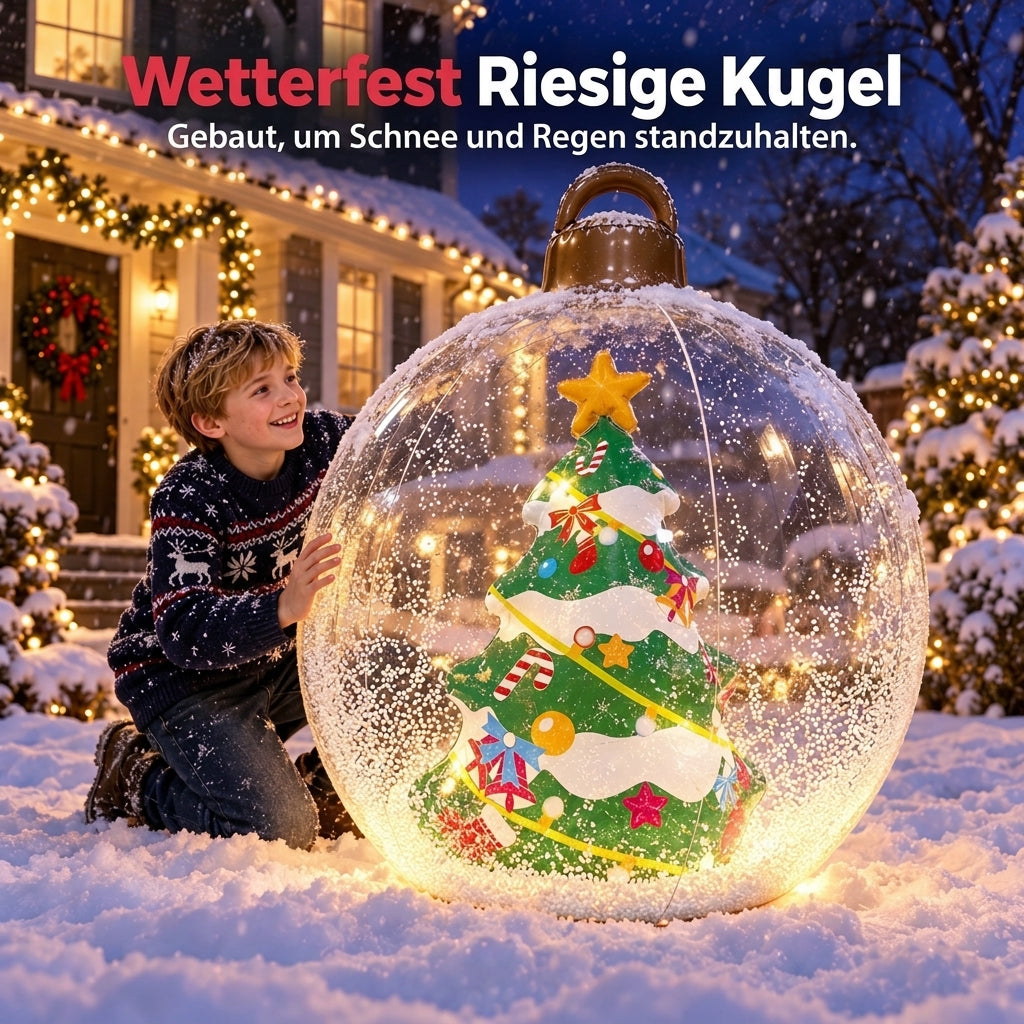 Aufblasbarer Weihnachtsball mit bunten LED-Leuchten