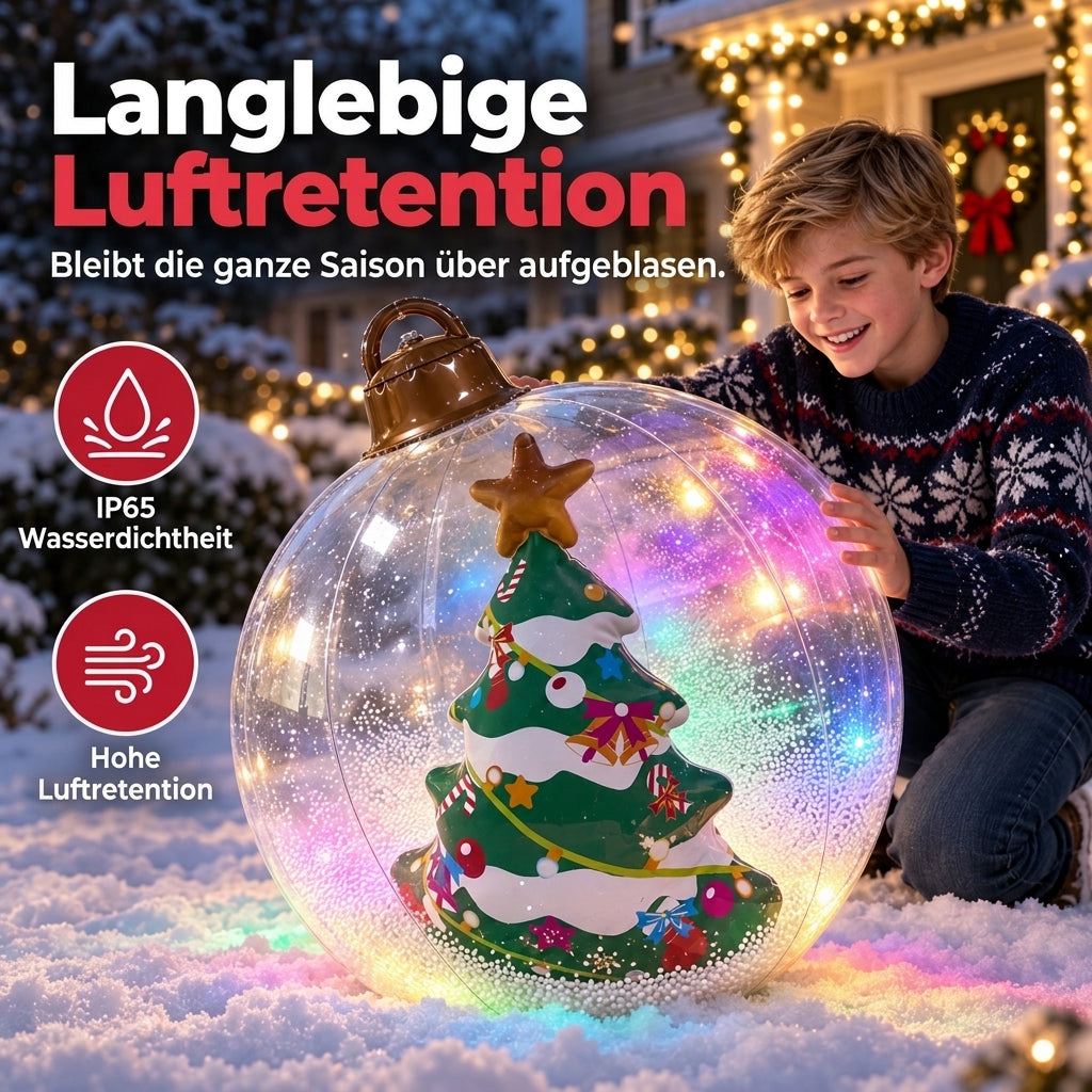 Aufblasbarer Weihnachtsball mit bunten LED-Leuchten