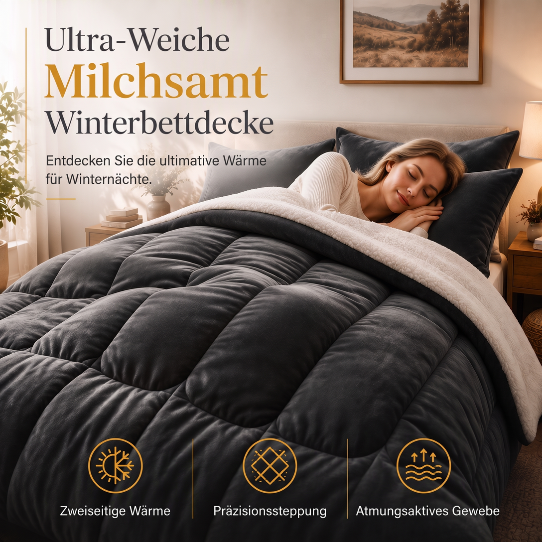 ❄️ NUR FÜR KURZE ZEIT 50% RABATT! 🧸 Milk Velvet Sherpa Winterbettdecke – Zweiseitig Plüsch, Wärmeisolierend, Füllung Verrutscht Nicht ✨