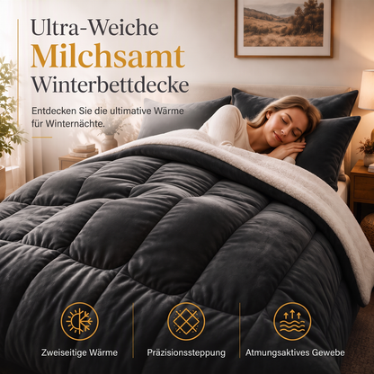 ❄️ NUR FÜR KURZE ZEIT 50% RABATT! 🧸 Milk Velvet Sherpa Winterbettdecke – Zweiseitig Plüsch, Wärmeisolierend, Füllung Verrutscht Nicht ✨