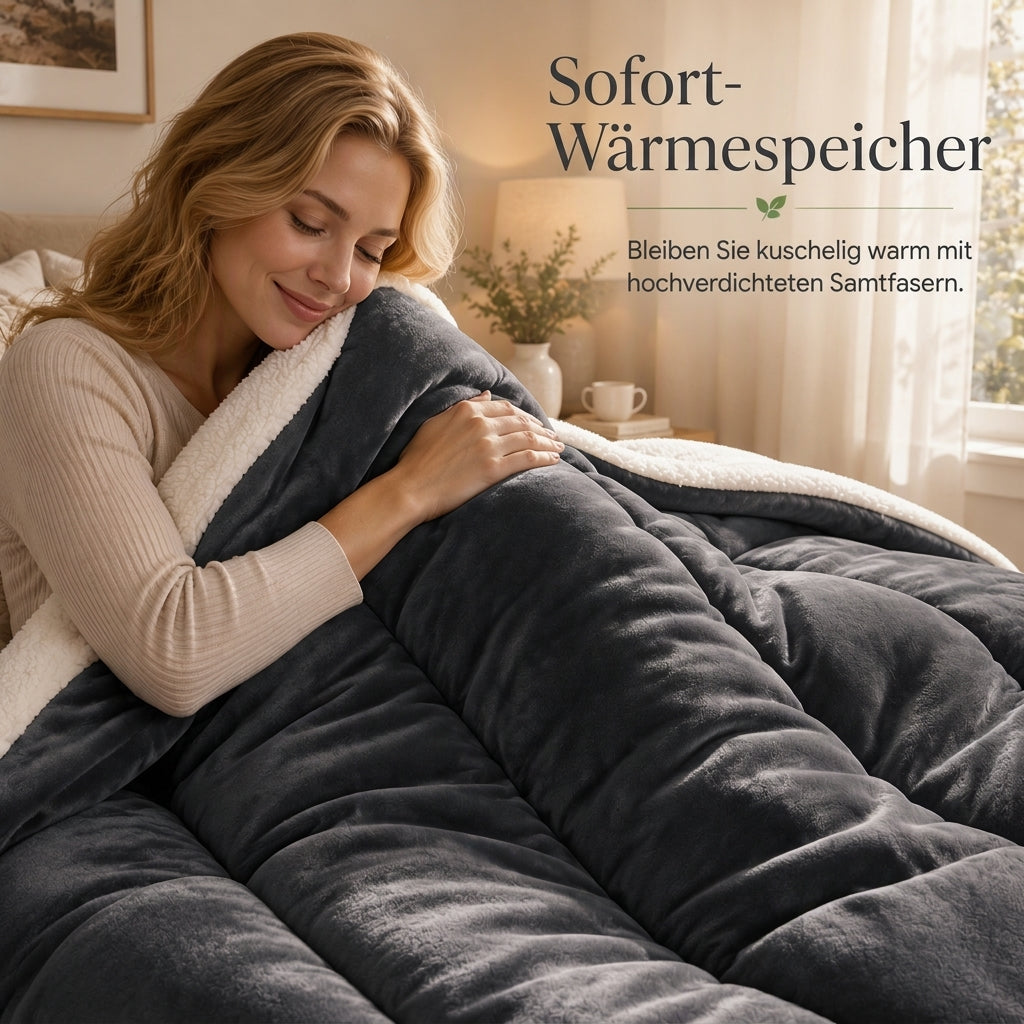 ❄️ NUR FÜR KURZE ZEIT 50% RABATT! 🧸 Milk Velvet Sherpa Winterbettdecke – Zweiseitig Plüsch, Wärmeisolierend, Füllung Verrutscht Nicht ✨
